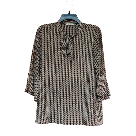 EUC Les Amis Black and Brown Patterned Blouse Size M - Picture 1 of 7